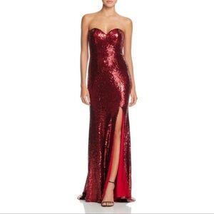 Bariano Australia Red Sequin Strapless Gown M